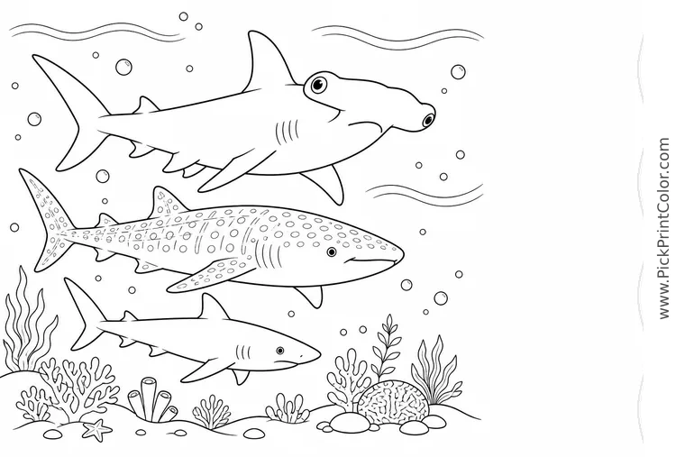 Sharks coloring pages