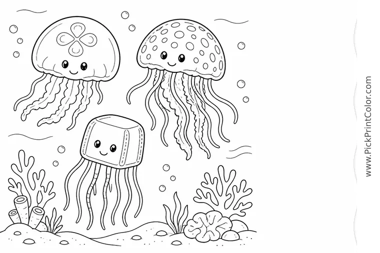 Jellyfish coloring pages