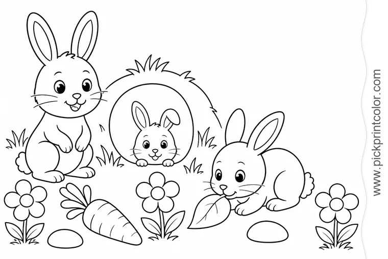 Rabbits coloring pages