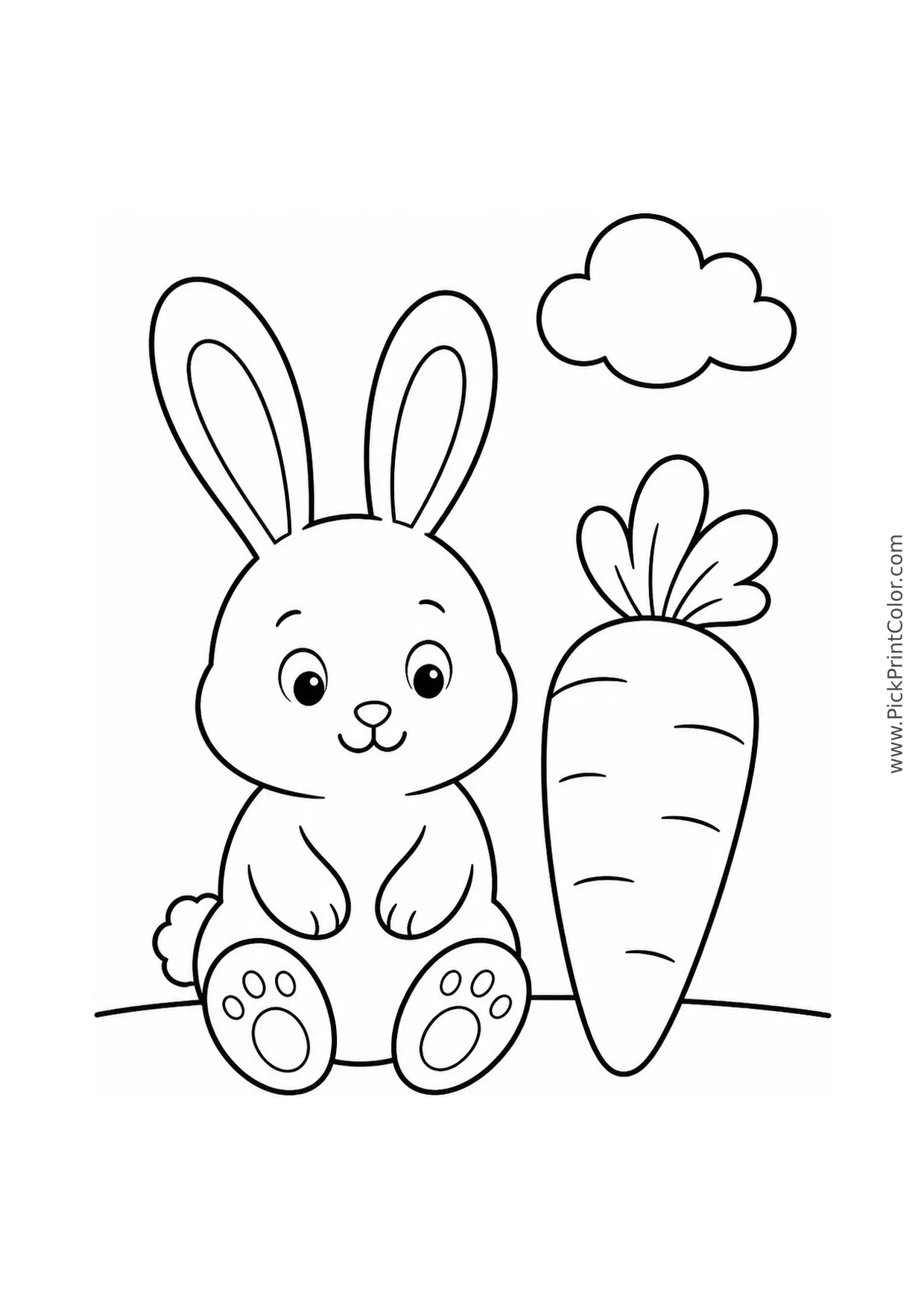 Bunny with a Large Carrot printable coloring page