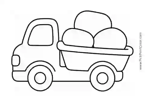 Little Dump Truck with Big Stones black-and-white printable coloring page