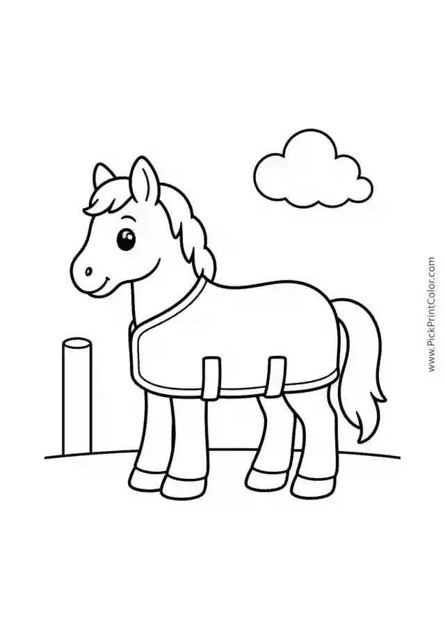 Pony Wearing a Simple Blanket printable coloring page